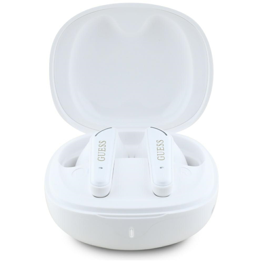 Истински безжични стерео слушалки, Bluetooth 5.4 - Guess Flat Classic Logo Electroplated (GUTWST7FCEEH) - Бял
