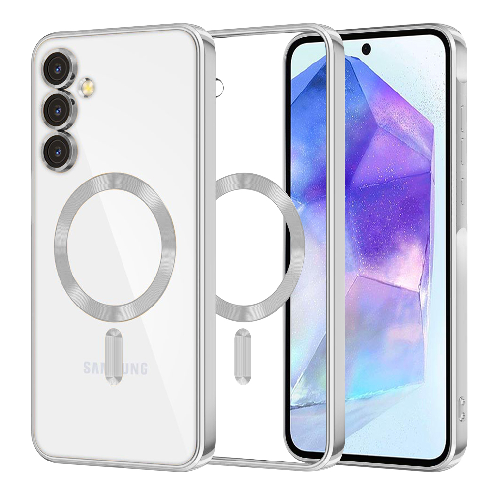 Калъф за Samsung Galaxy Galaxy A55 5G - Techsuit Luxury Crystal MagSafe - Сребрист