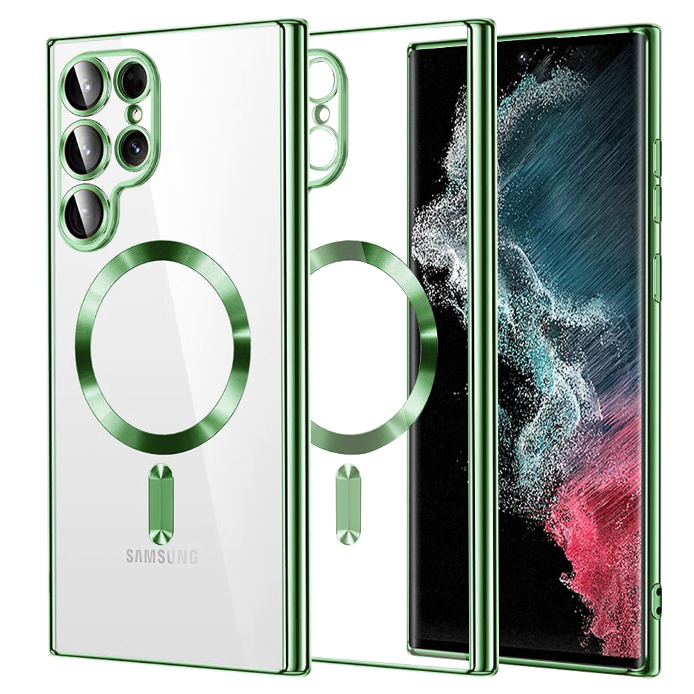 Калъф за Samsung Galaxy S22 Ultra 5G - Techsuit Luxury Crystal MagSafe - светло зелен