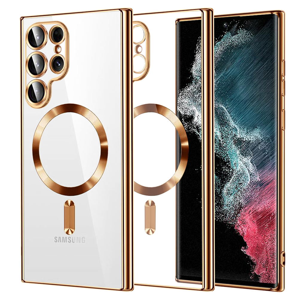 Калъф за Samsung Galaxy S22 Ultra 5G - Techsuit Luxury Crystal MagSafe - Златен