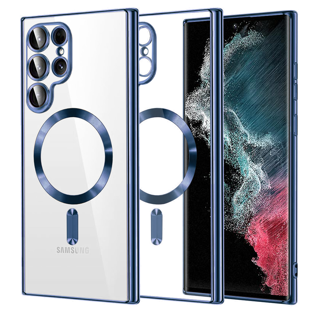 Калъф за Samsung Galaxy S22 Ultra 5G - Techsuit Luxury Crystal MagSafe - Deep Син