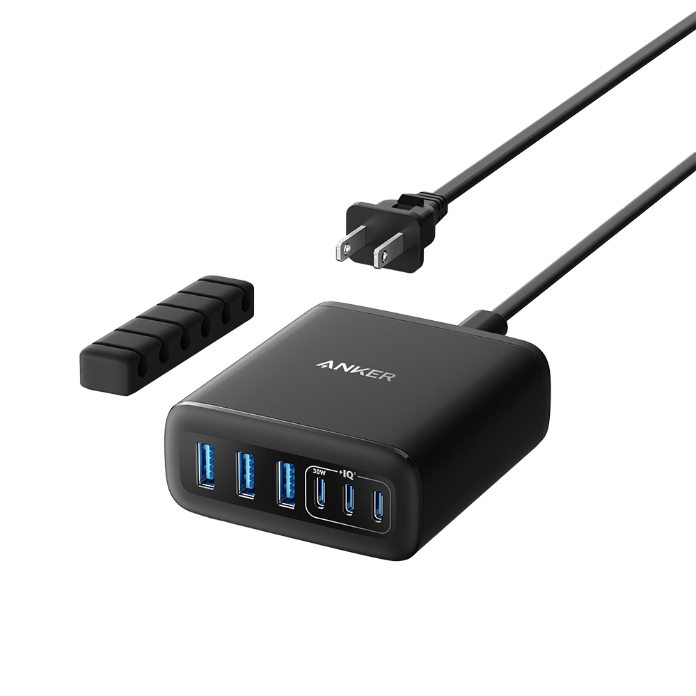 Зарядно устройство Priza 3x USB-A, 3x Type-C, 112W - Anker (A2154G11) - черно