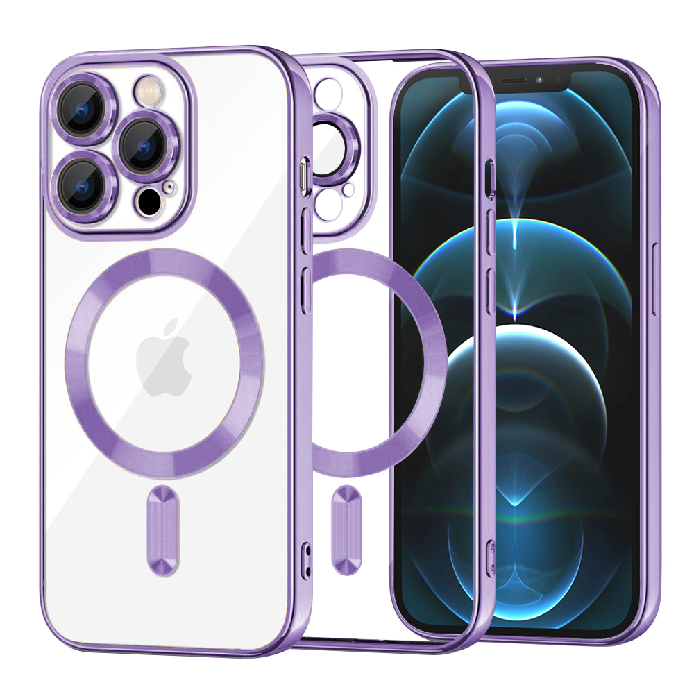 Калъф за iPhone 12 Pro Max - Techsuit Luxury Crystal MagSafe - Светло лилав