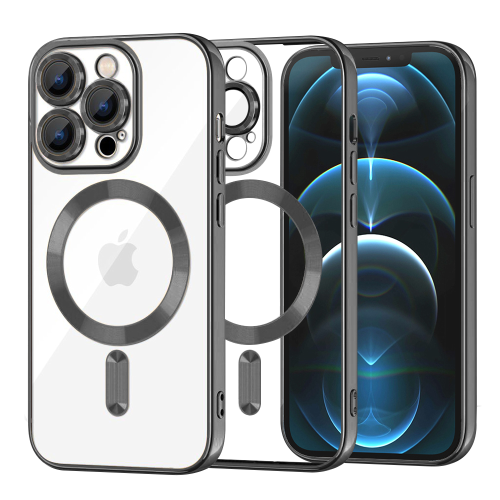 Калъф за iPhone 12 Pro Max - Techsuit Luxury Crystal MagSafe - Черен