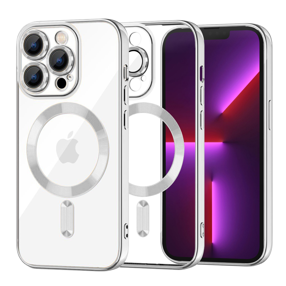 Калъф за iPhone 13 Pro - Techsuit Luxury Crystal MagSafe - Сребрист