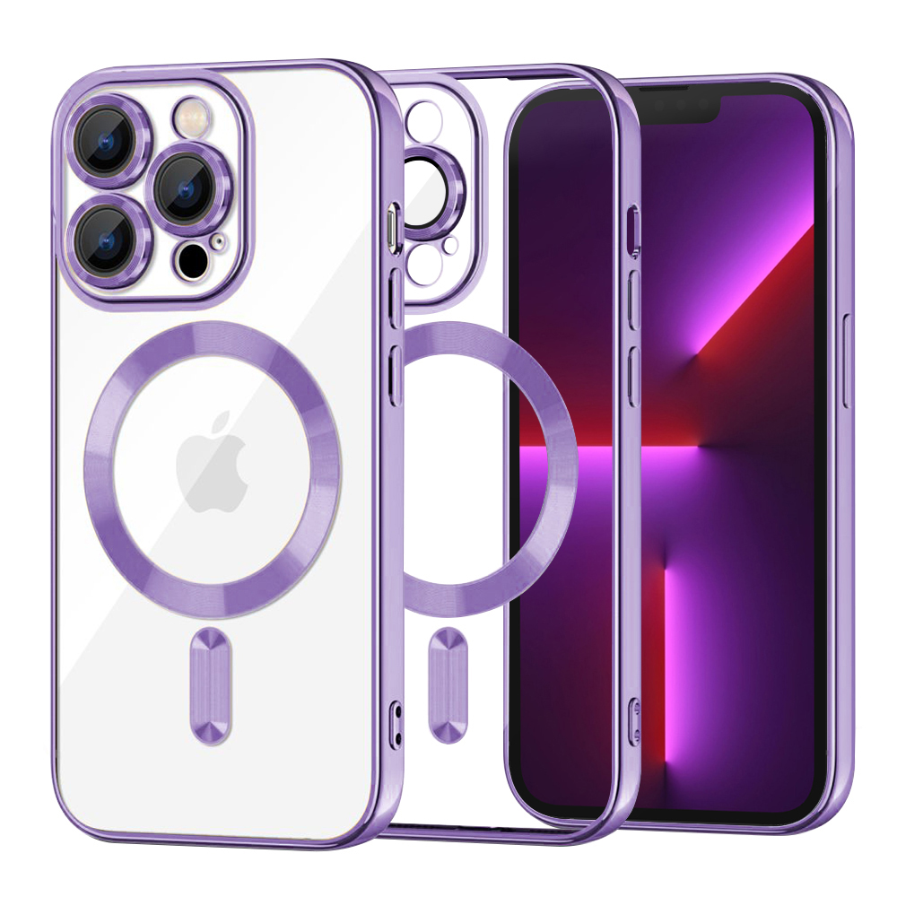 Калъф за iPhone 13 Pro - Techsuit Luxury Crystal MagSafe - светло лилав
