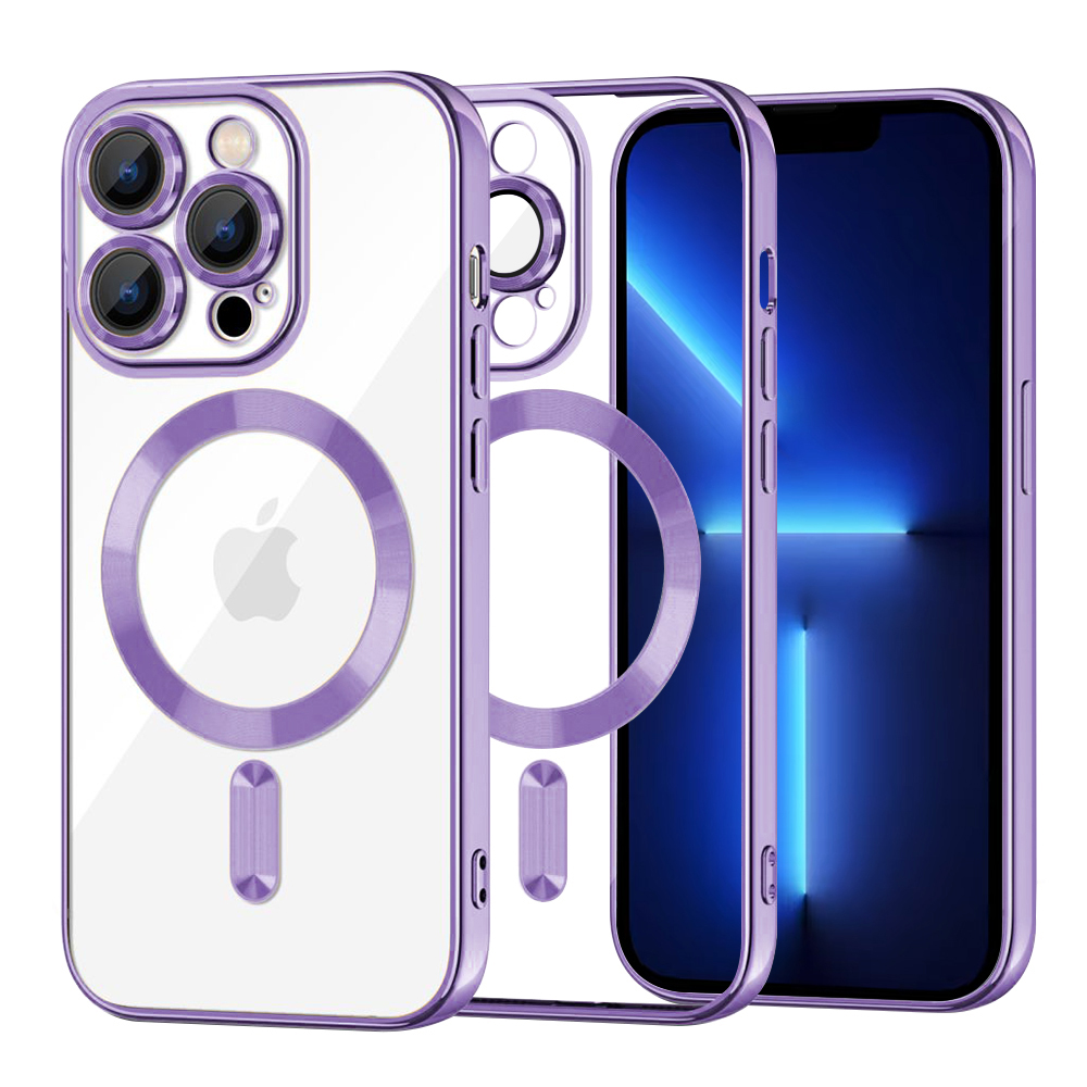 Калъф за iPhone 13 Pro Max - Techsuit Luxury Crystal MagSafe - Светло лилав