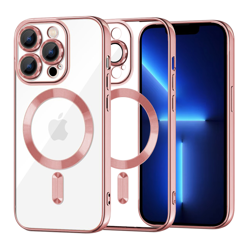 Калъф за iPhone 13 Pro Max - Techsuit Luxury Crystal MagSafe - Розов