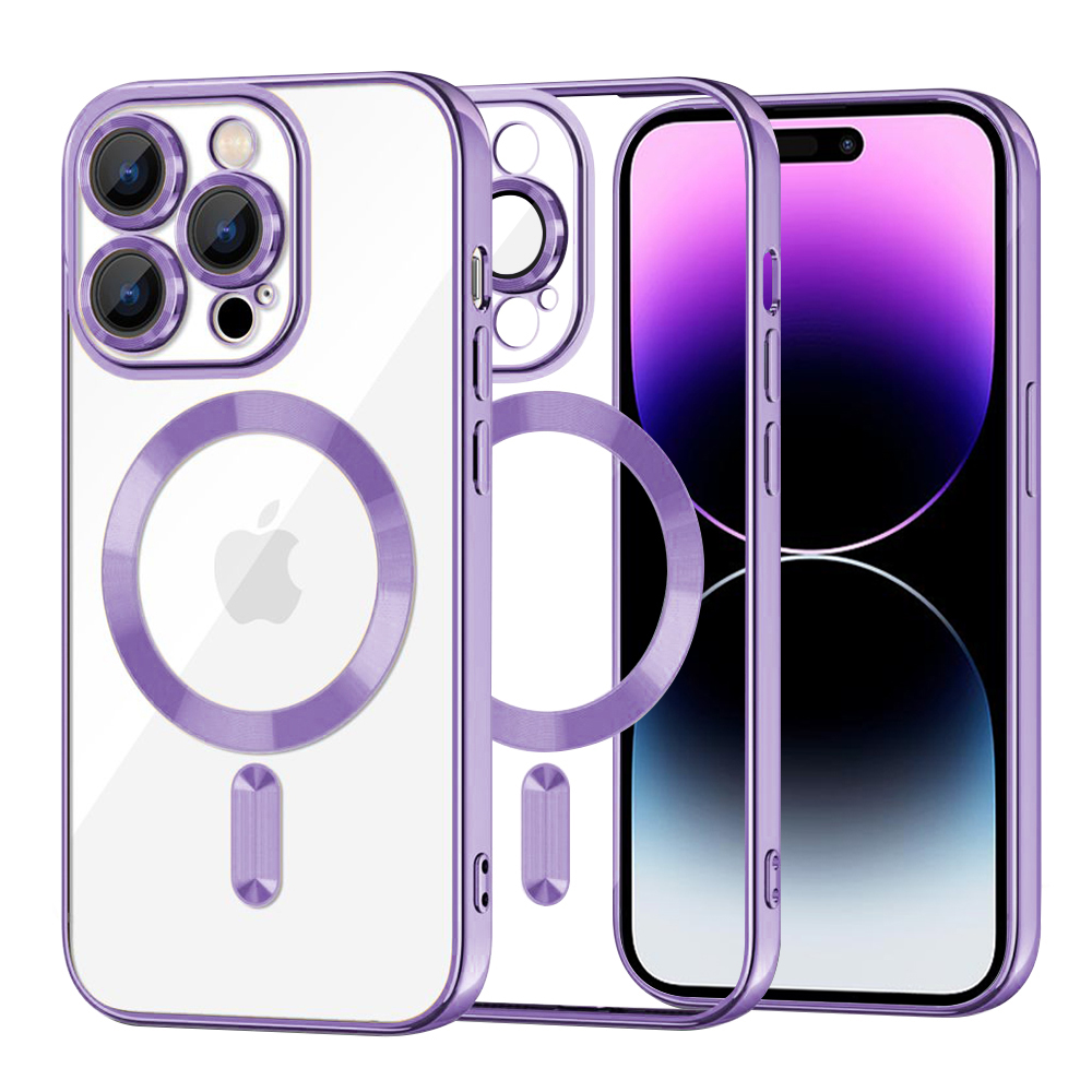 Калъф за iPhone 14 Pro Max - Techsuit Luxury Crystal MagSafe - Светло лилав