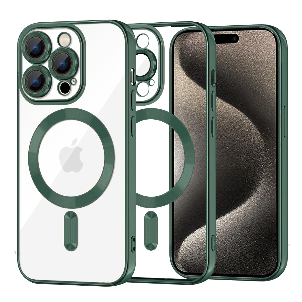 Калъф за iPhone 15 Pro Max - Techsuit Luxury Crystal MagSafe - Deep Зелен