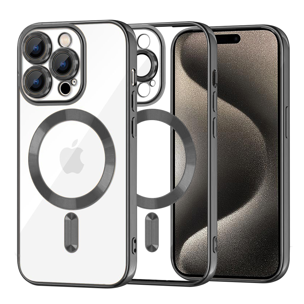 Калъф за iPhone 15 Pro Max - Techsuit Luxury Crystal MagSafe - Черен
