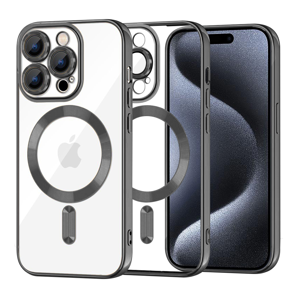 Калъф за iPhone 15 Pro - Techsuit Luxury Crystal MagSafe - Черен