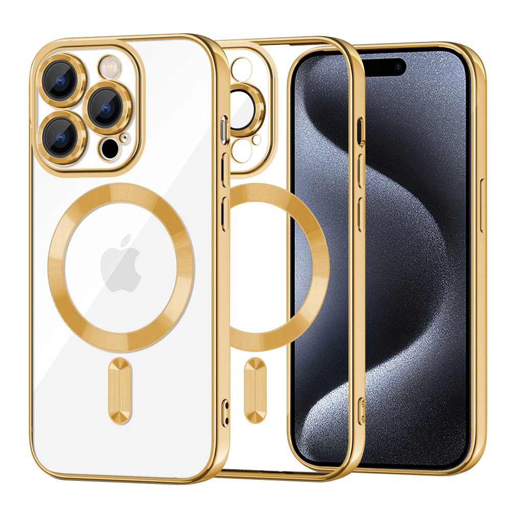 Калъф за iPhone 15 Pro - Techsuit Luxury Crystal MagSafe - златен