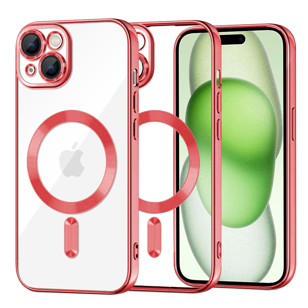 Калъф за iPhone 15 Plus - Techsuit Luxury Crystal MagSafe - Червен