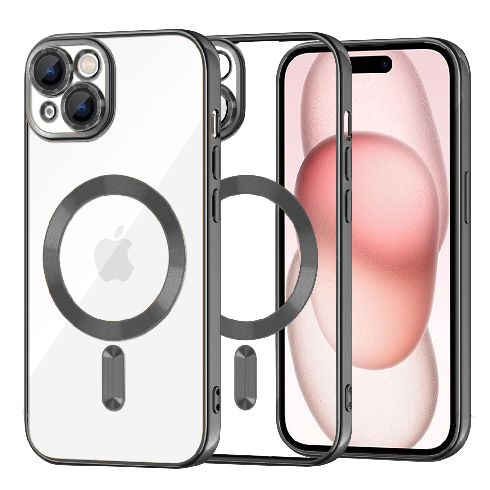 Калъф за iPhone 15 - Techsuit Luxury Crystal MagSafe - Черен