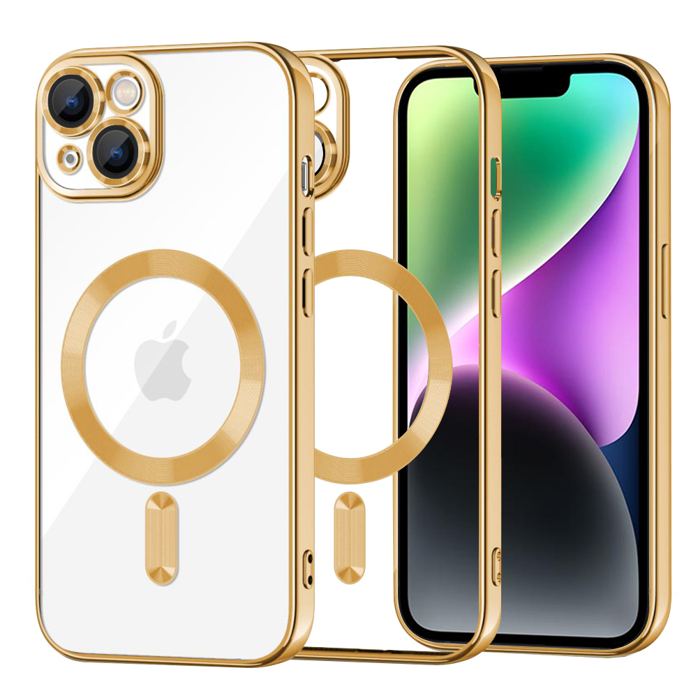 Калъф за iPhone 14 - Techsuit Luxury Crystal MagSafe - златен