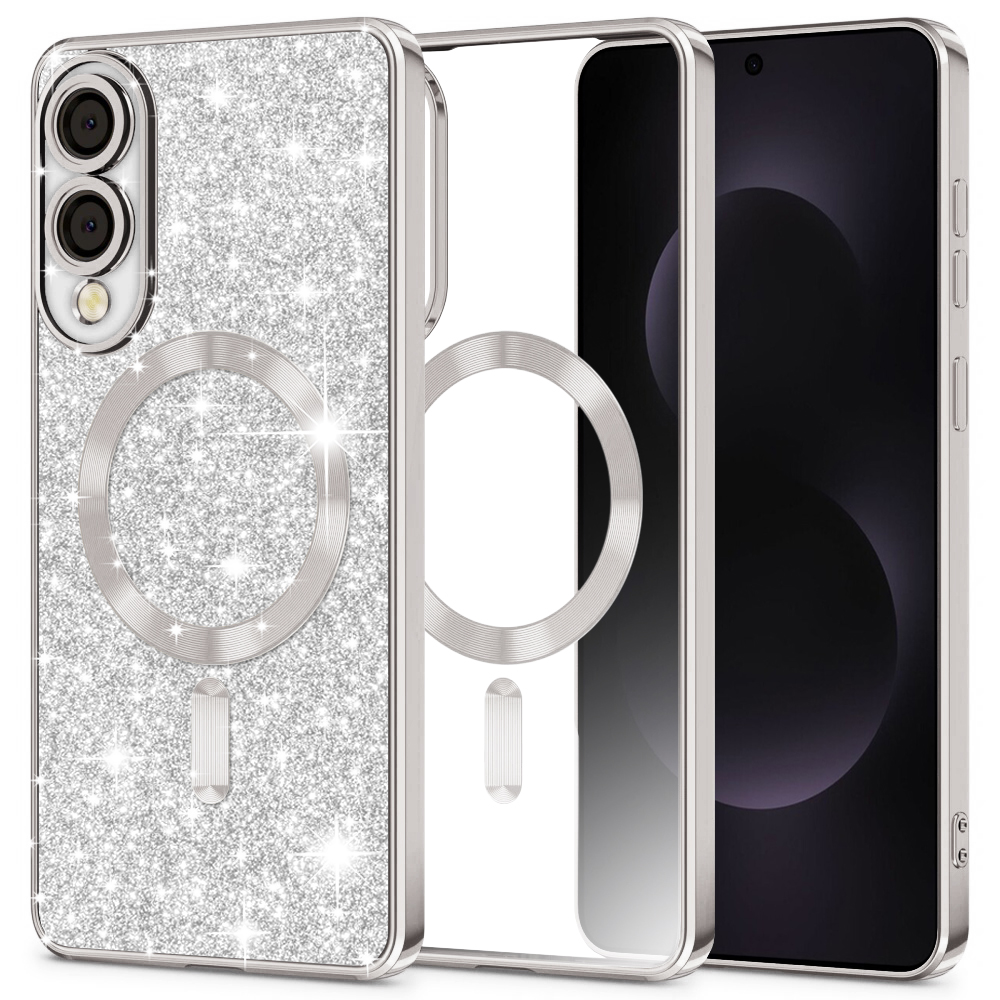 Калъф за Samsung Galaxy S25 Edge - Techsuit Luxury Glitter MagSafe - Сребрист