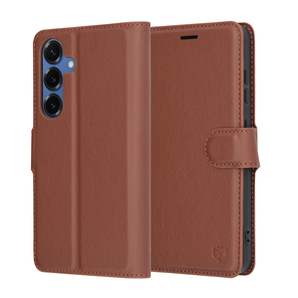 Калъф за Samsung Galaxy S25 - Techsuit Leather Folio - Кафяв