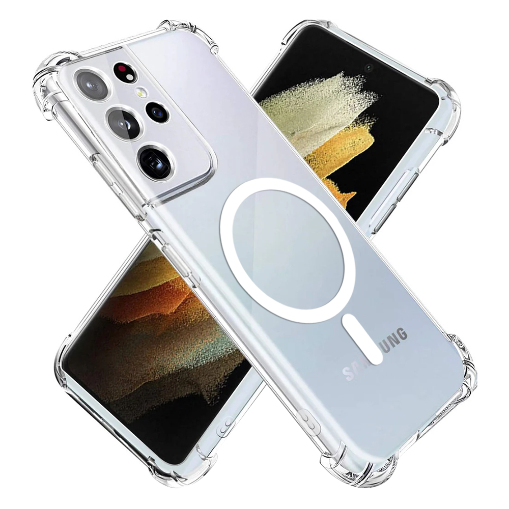 Калъф за Samsung Galaxy Galaxy S21 Ultra 5G - Techsuit Удароустойчив Прозрачен Силиконов MagSafe - Прозрачен