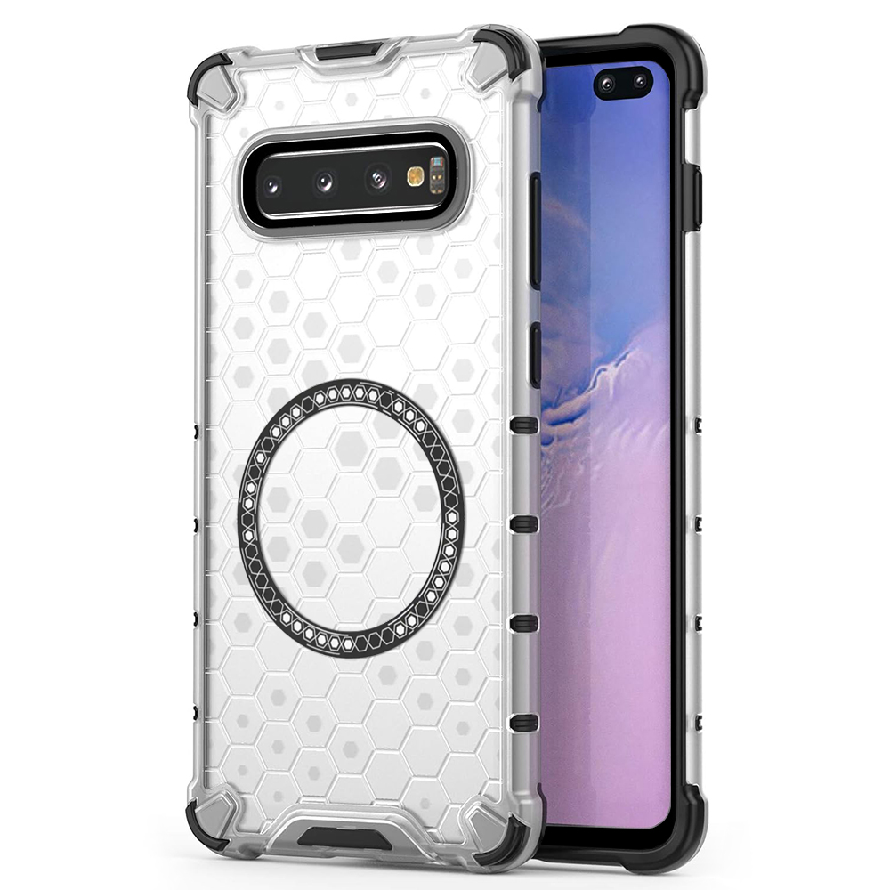 Прозрачен калъф за Samsung Galaxy S10 Plus - Techsuit HoneyComb Shield MagSafe - Бял