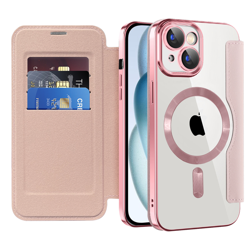 Калъф за iPhone 15 - Techsuit SmartMag Book Case - Розов