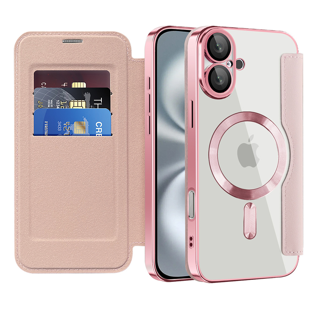 Калъф за iPhone 16 - Techsuit SmartMag Book Case - Розов