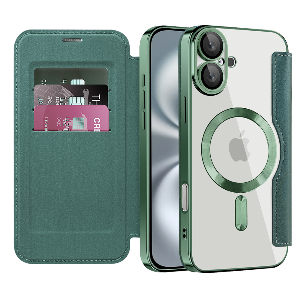 Калъф за iPhone 16 - Techsuit SmartMag Book Case - Зелен