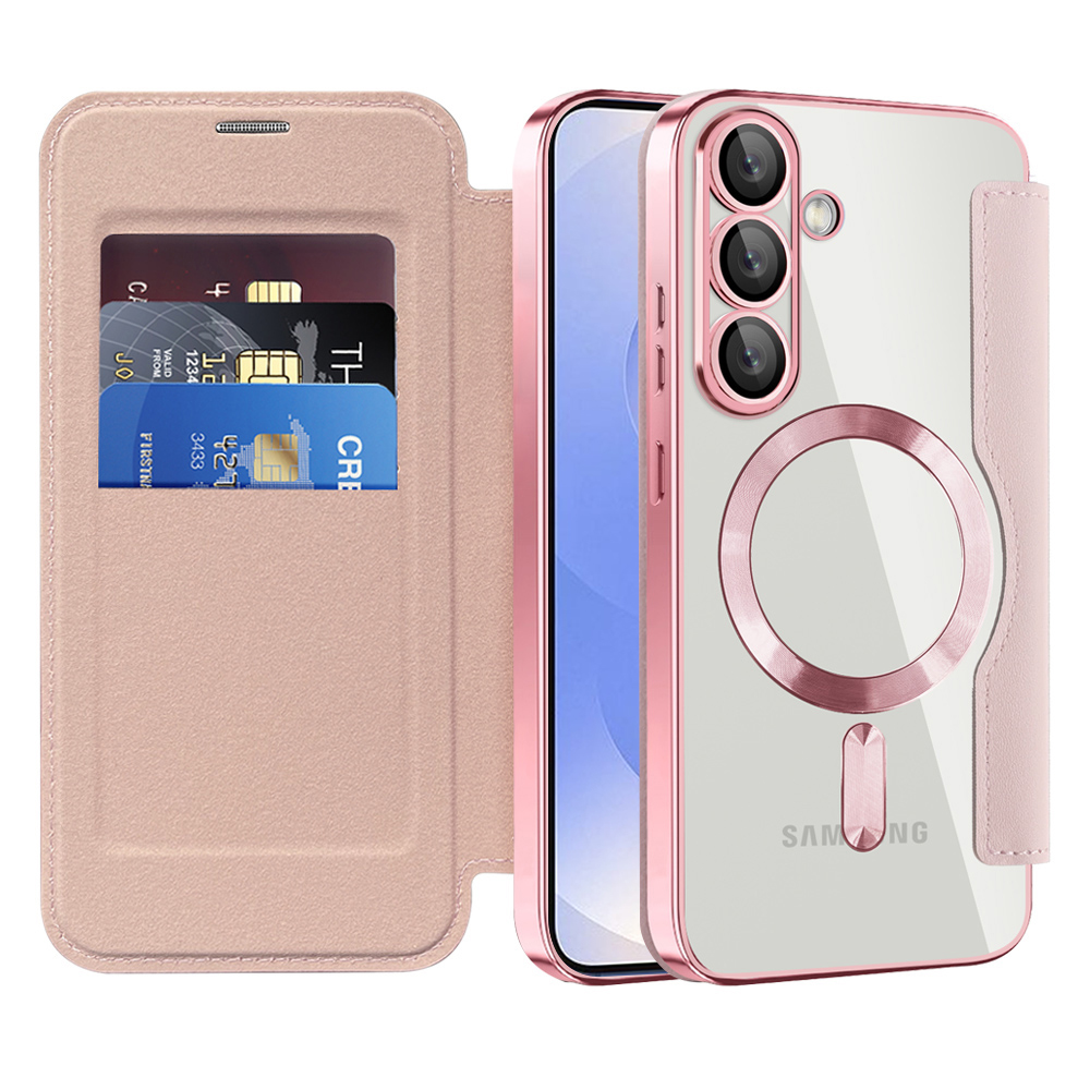 Калъф за Samsung Galaxy S25 - Techsuit SmartMag Book Case - Розов