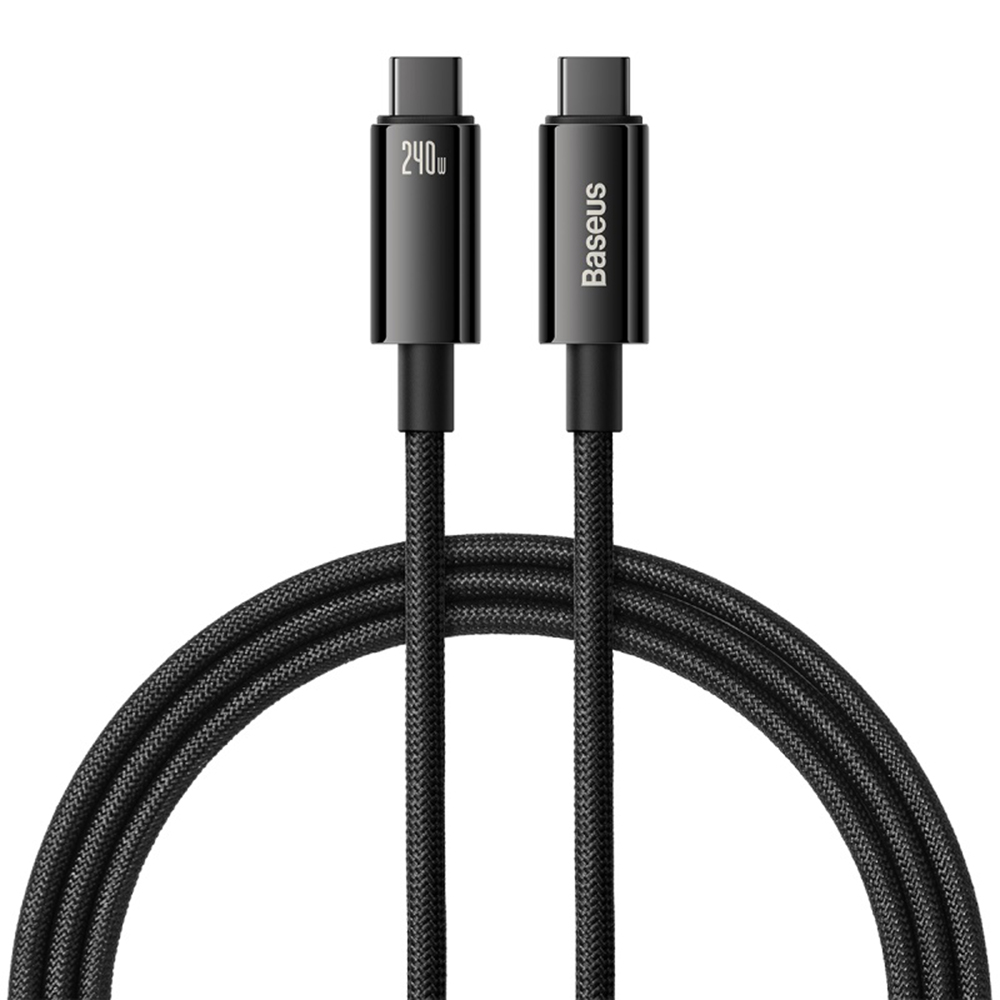 Кабел Type-C към Type-C, 240 W, бързо зареждане, 2 м - Baseus Tungsten Златист (CAWJ040101) - Черен