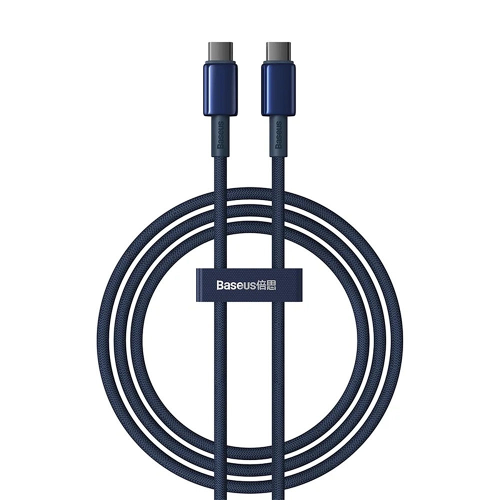 Кабел Type-C към Type-C, супер бързо зареждане, 100 W, 480 Mbps, 2 m - Baseus Tungsten Златист (P10319800321-04) - Тъмносин Син