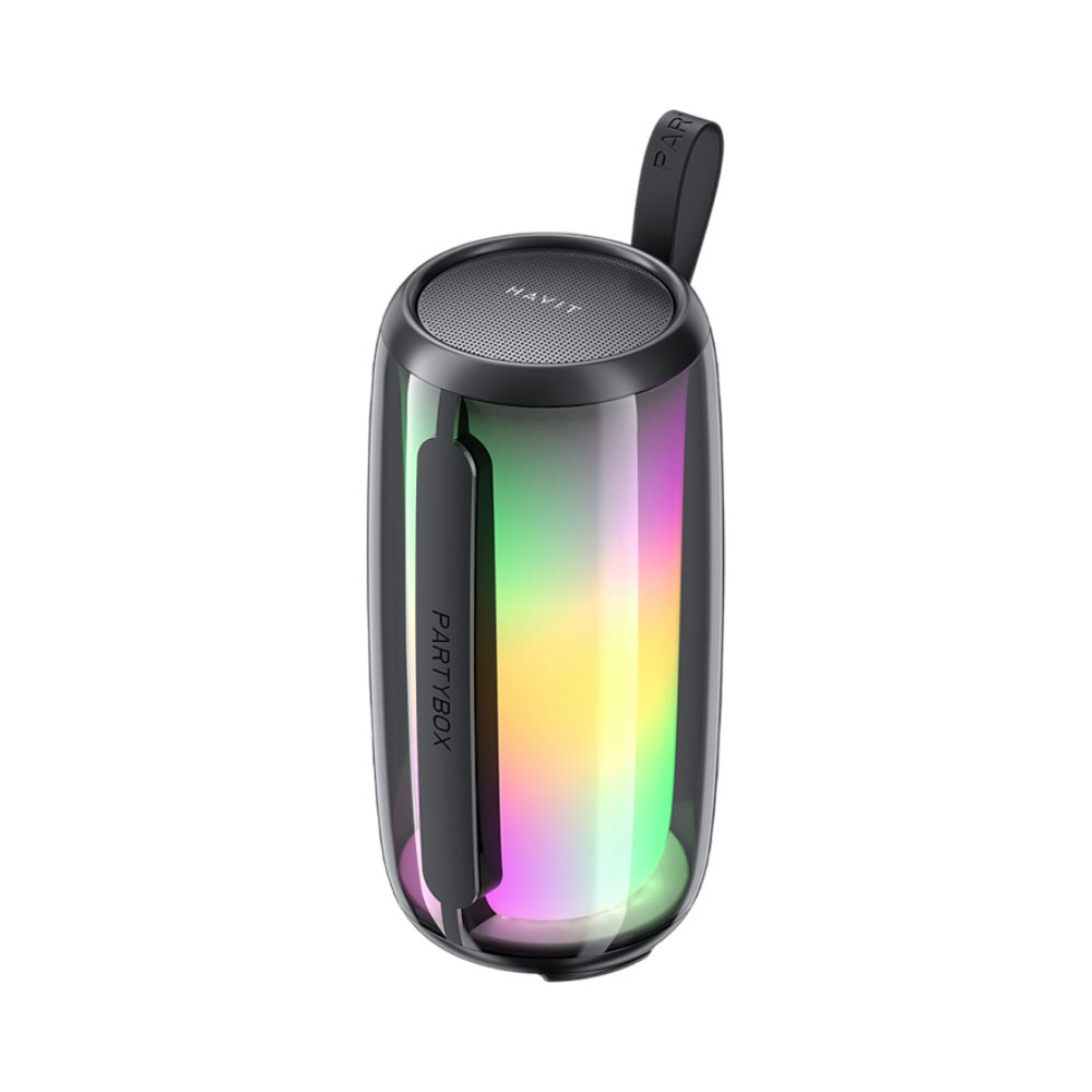 Безжичен високоговорител, USB-C, Bluetooth, Bluetooth, TWS, RGB, AUX, Micro SD, FM, IPX5, 8W, 1800mAh - Havit (SK879BT) - Черен