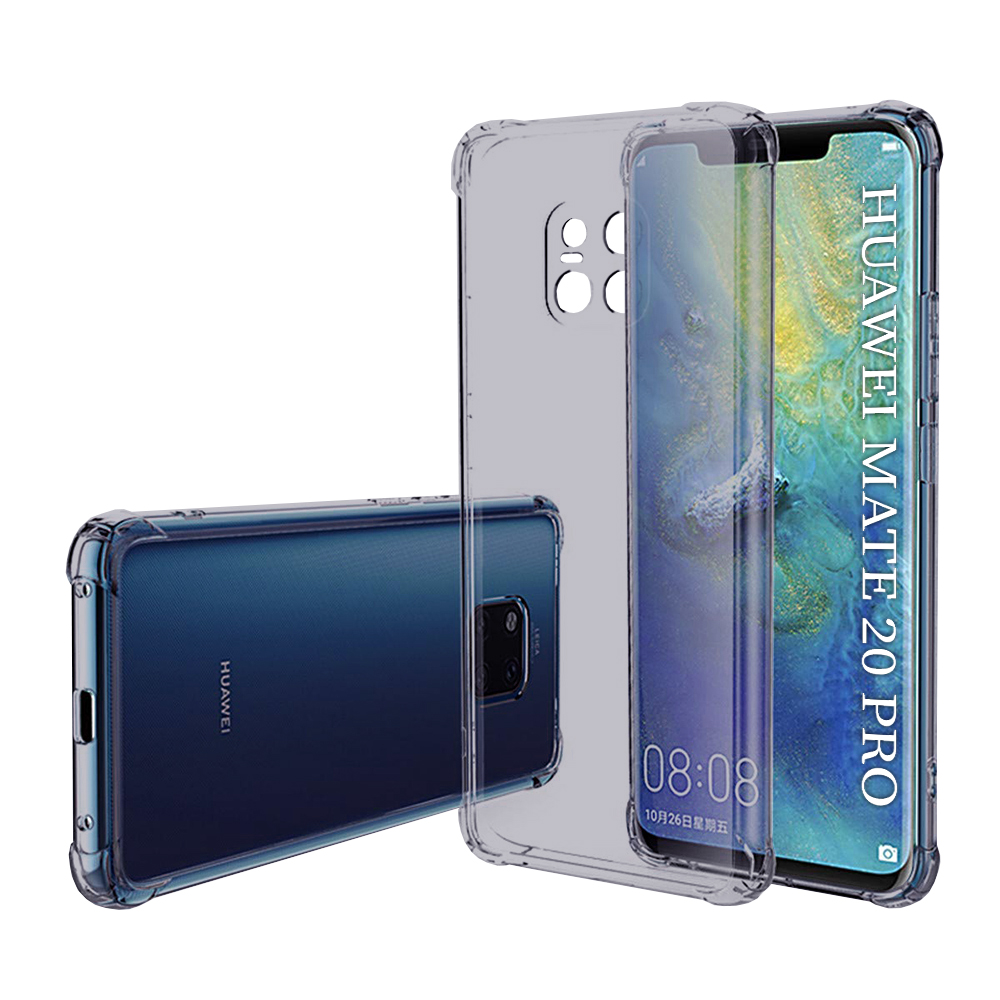 Калъф за Huawei Mate 20 Pro - Techsuit Shockproof Прозрачен Silicone - Smoke Черен