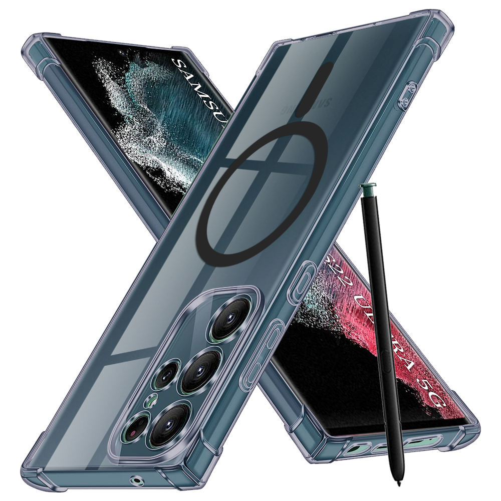 Калъф за Samsung Galaxy Galaxy S22 Ultra 5G - Techsuit Shockproof Прозрачен Silicone MagSafe - Smoke Черен