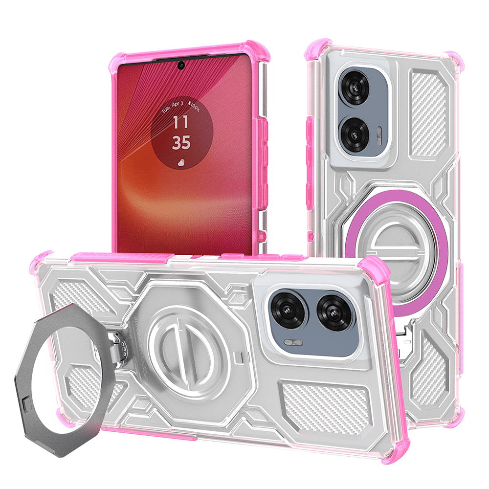 Калъф за Motorola Edge 50 Fusion - Techsuit Carbon Shield PRO - Розов прозрачен
