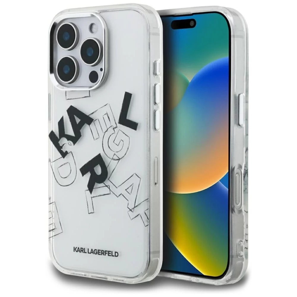 Калъф за iPhone 16 Pro - Karl Lagerfeld IML IML Sketched Graphic Logo (KLHCP16LHMLMLGFCH) - Прозрачен