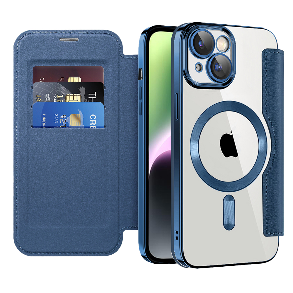 Калъф за iPhone 14 - Techsuit SmartMag Book Case - Син