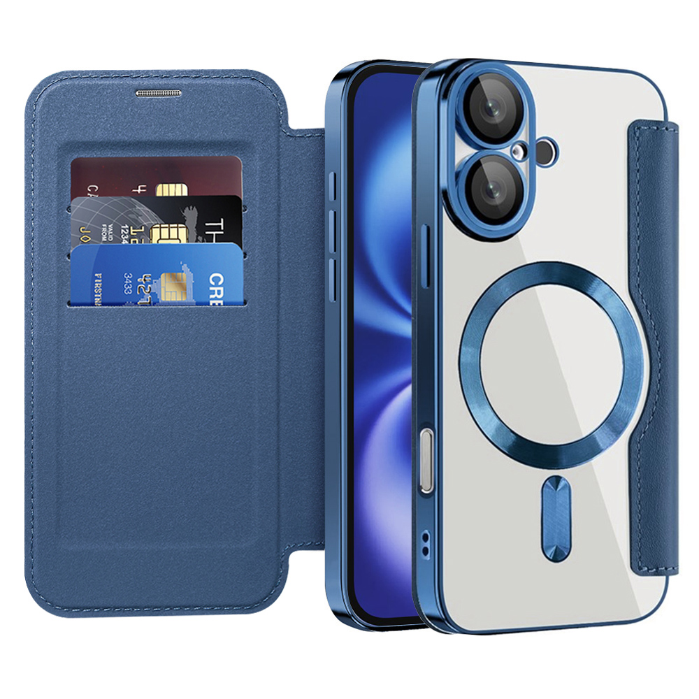 Калъф за iPhone 16 - Techsuit SmartMag Book Case - Син