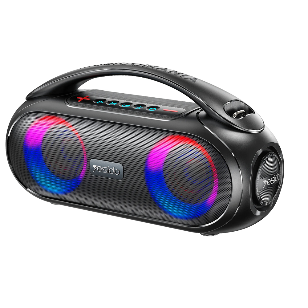 Безжичен високоговорител с RGB светлини, Bluetooth 5.0, TF, AUX, Flash-Disk, 3000mAh, 40W - Yesido (YSW19) - Черен