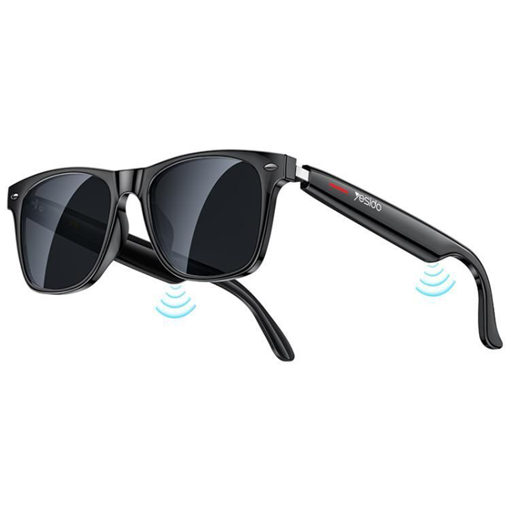 Смарт очила, Bluetooth 5.0, 2x 85mAh, IP54 водоустойчиви - Yesido (IO35) - черни