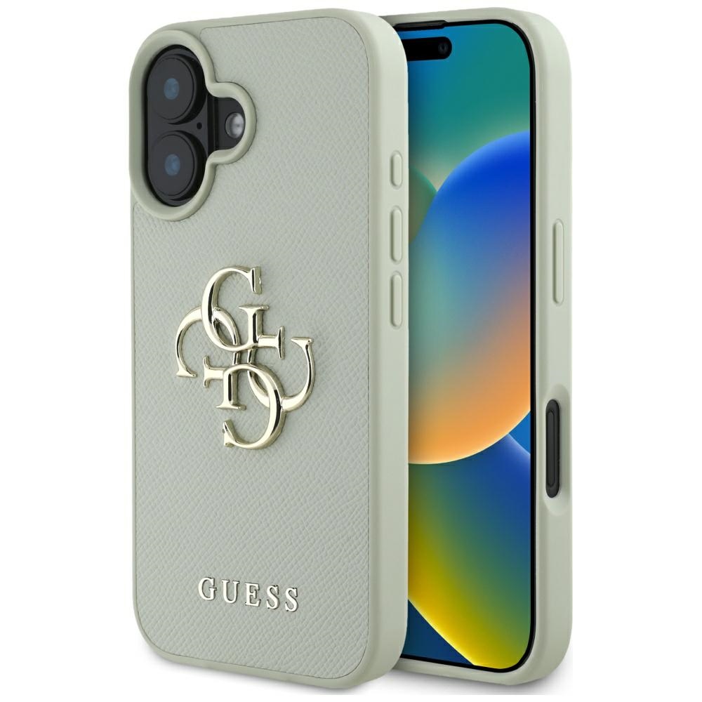 Калъф за iPhone 16 - Guess Hardcase Grained Grained Big 4G Logo Small Classic Classic Logo (GUHCP16SPGTGT4MBN) - Зелен