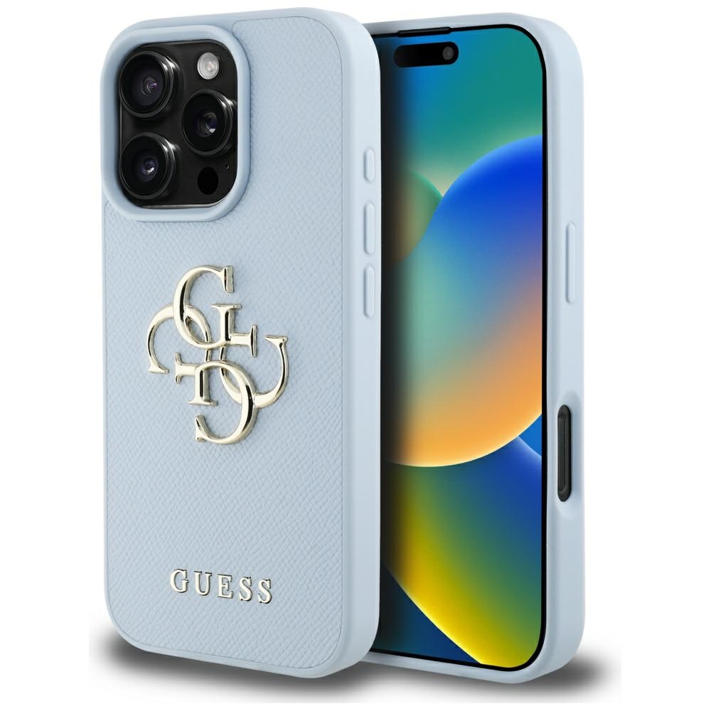 Калъф за iPhone 16 Pro Max - Guess Hardcase Grained Big 4G Logo Small Classic Classic Logo (GUHCP16XPGPGT4MBB) - Син