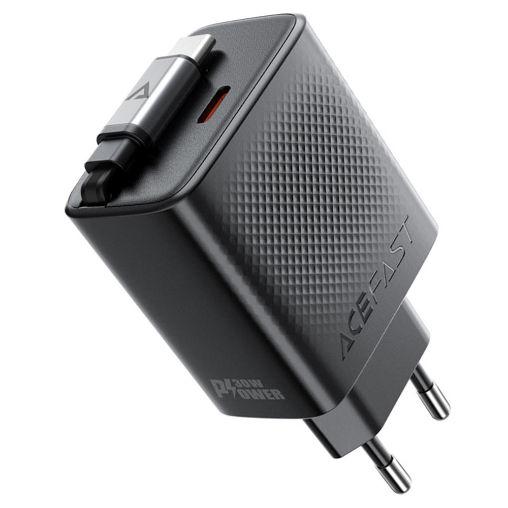 Зарядно за контакт, Type-C, 30W, 3A, 65cm, Fast Charging - Acefast (A110) - Черен