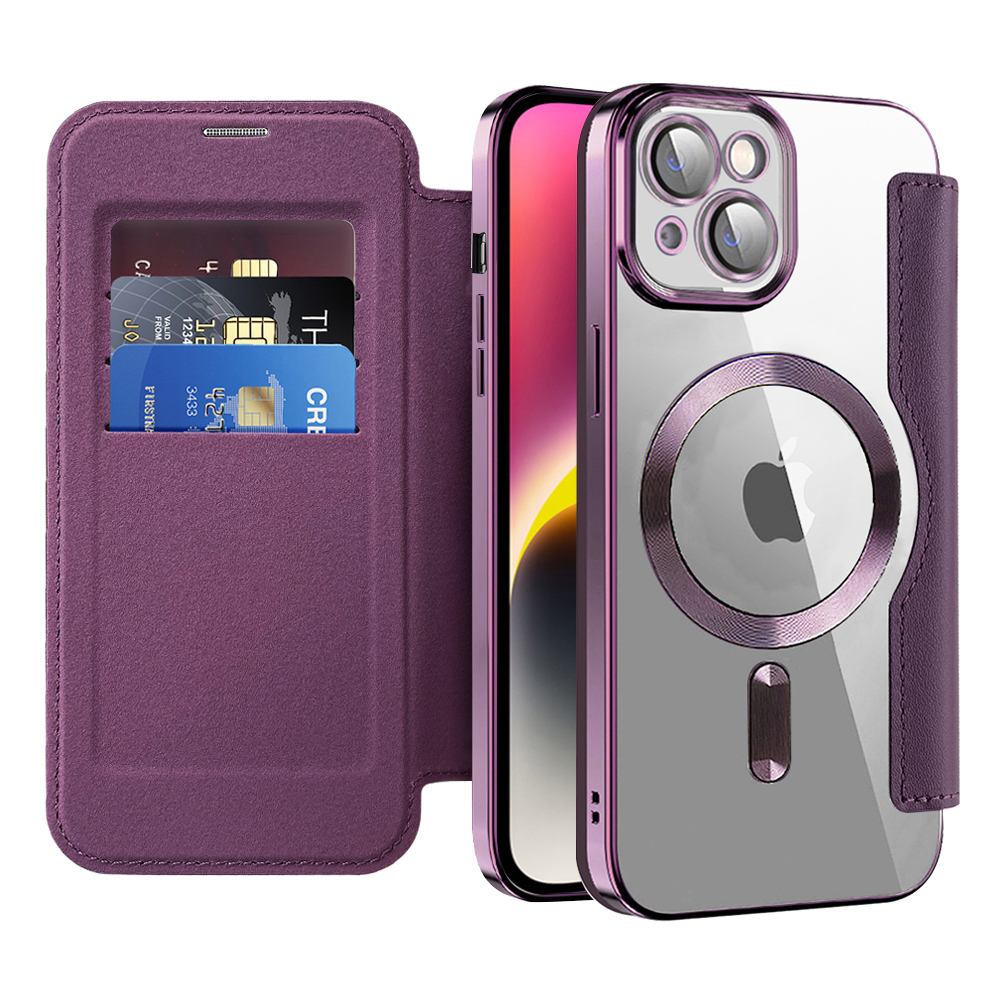 Калъф за iPhone 14 - Techsuit SmartMag Book Case - Лилав