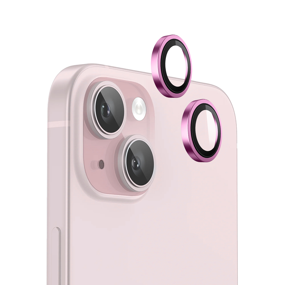 Калъф за iPhone 15 / iPhone 15 Plus - Blueo Original Metal Frame Lens Protector - Розов