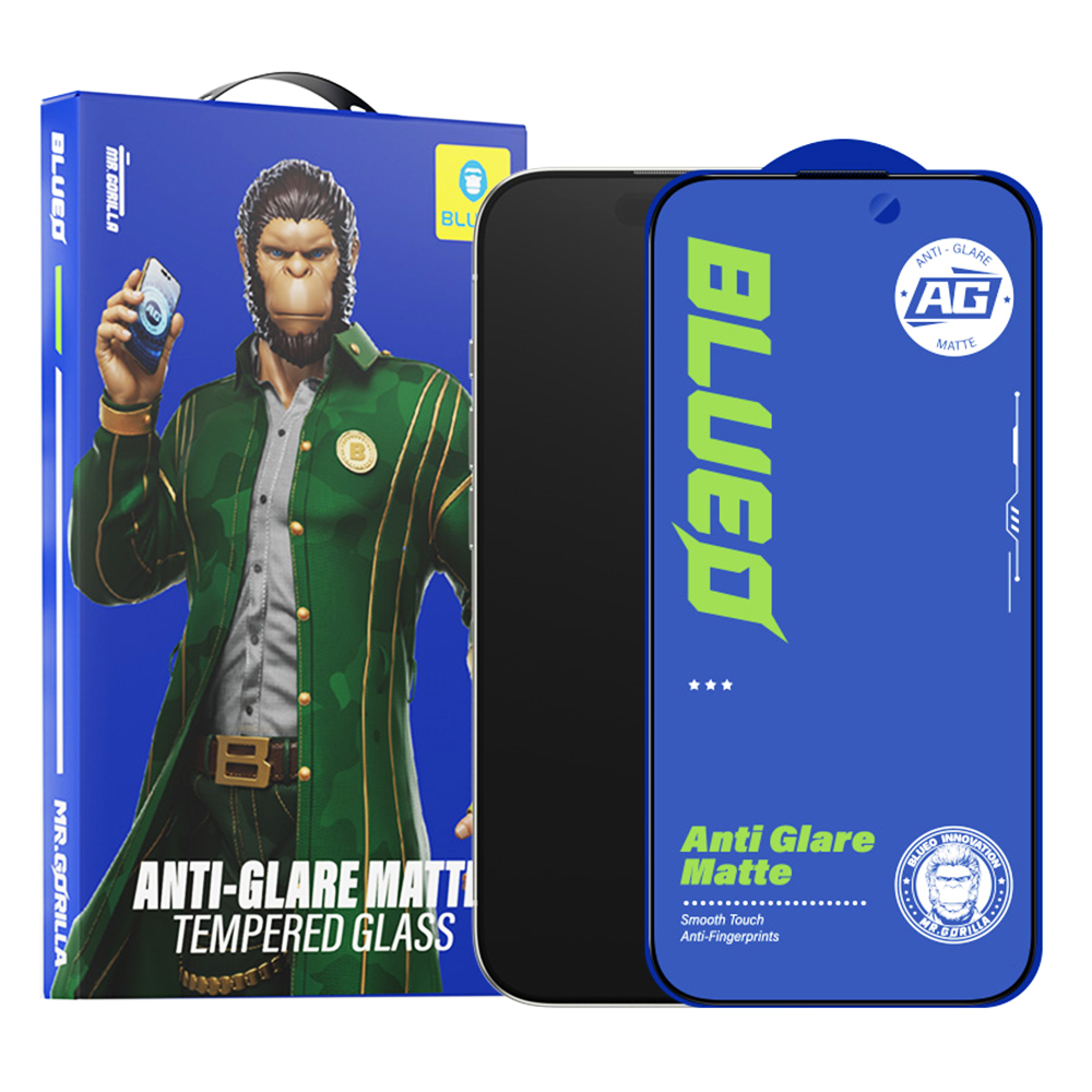 Калъф за iPhone 16 Pro / iPhone 17 / iPhone 17 Pro - Blueo Anti-Glare Matte Glass - Черен