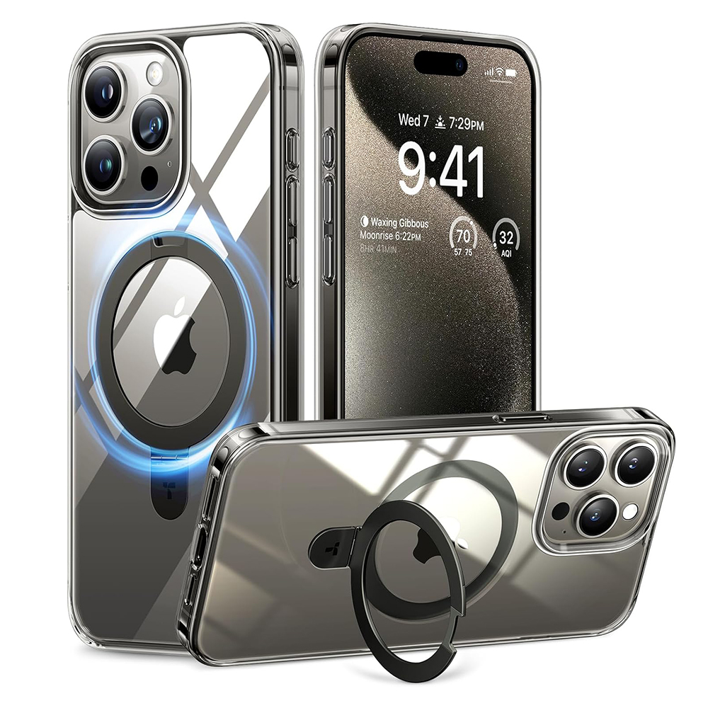 Калъф за iPhone 15 Pro Max - Torras Ostand MagSafe Series - Прозрачен