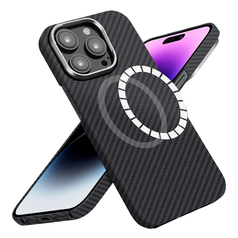 Калъф за iPhone 14 Pro Max - Techsuit Aramid Fiber MagSafe - Черен