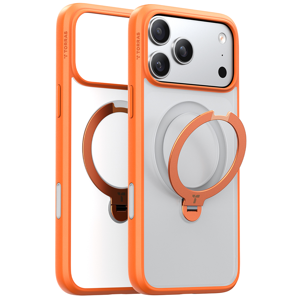 Калъф за iPhone 17 Pro - Torras Ostand Spin MagSafe Series - Оранжев