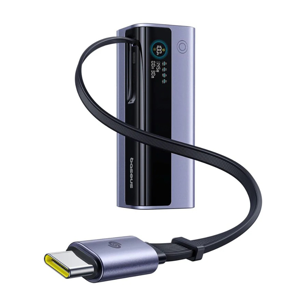 Външна батерия с прибиращ се USB-C кабел, 20000mAh, 145W - Baseus EnerGeek GR11 (E0027B01) - Сива