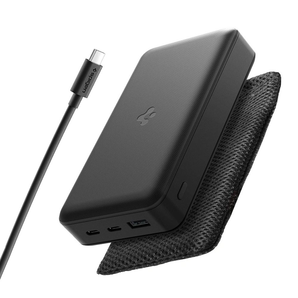 Външна USB батерия, 2x Type-C, тънък дизайн, 20000mAh, 30W - Spigen EA3020 (ABA09433) - Черен